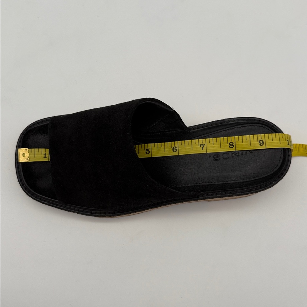 Vince Maddy-B Suede Platform Slides Mule Sandal Black - Picture 10 of 13